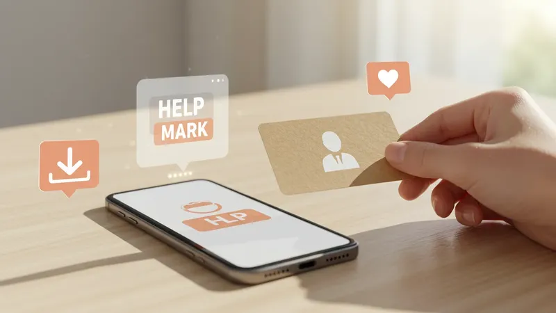 ヘルプマーク風画像とダウンロードアイコンのイメージ